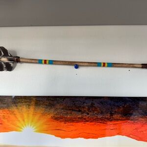 Handcrafted Stone Arrowhead with Wooden Shaft